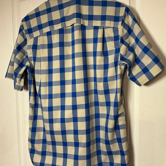 Wrangler All Terrain Gear Button Down Blue and Cream Checkered Shirt - Picture 2 of 9